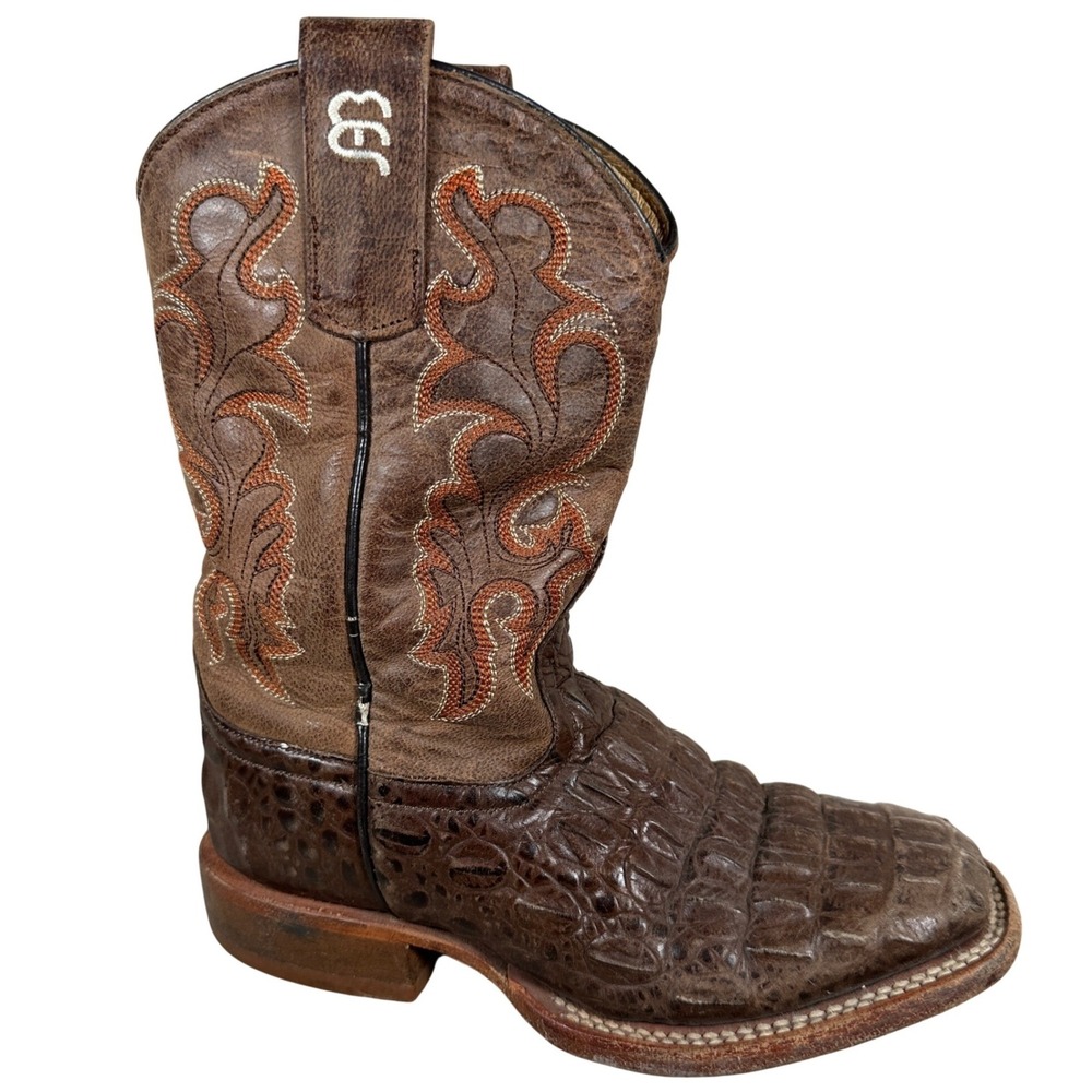 Anderson Bean 1070 Boys Brown Crocodile Square Toe Cowboy Boots‎ Size 12